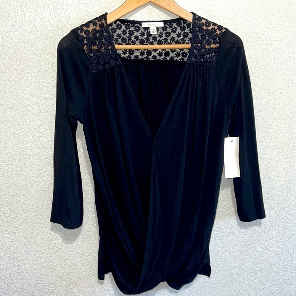 NWT Ella Moss Black Anthropologies Top Shirt Size M